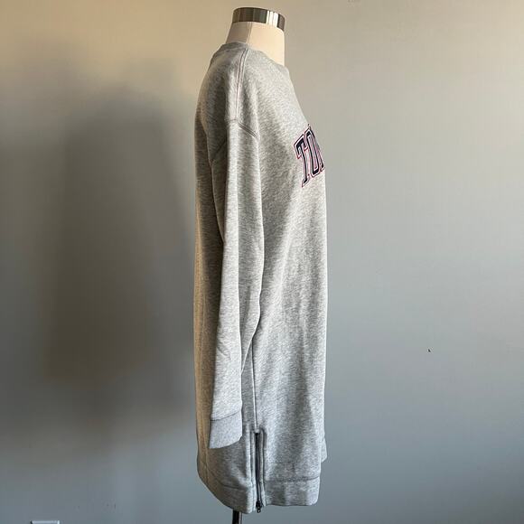 Tommy Hilfiger Jeans Sweatshirt Tunic Dress Embroidered Crew Neck Gray XS NWT - Picture 4 of 9